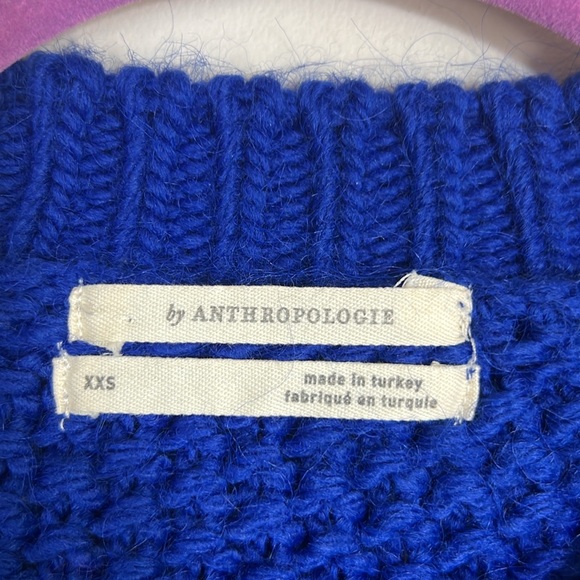 Anthropologie Cropped Cable-Knit Sweater Royal Blue Size XXS - Picture 6 of 11